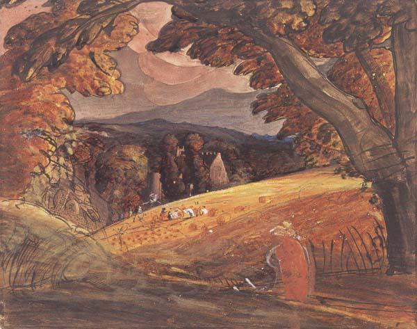 Samuel Palmer Harvesters by Firelight oil painting image